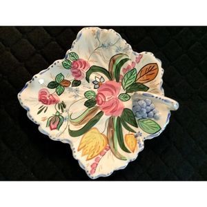 Ceramic Floral Hand Painted Handle Dish